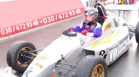 Christine Rauh driving Formula car