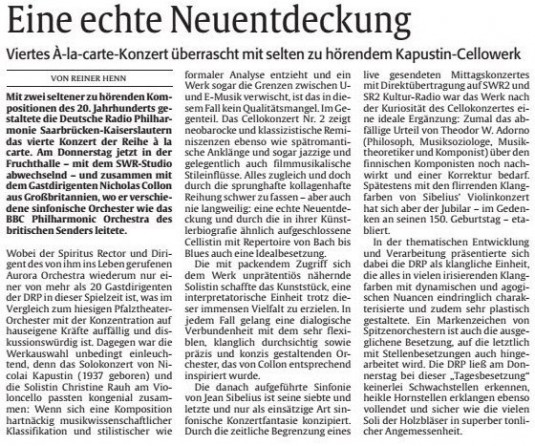 Christine Rauh in der Rheinpfalz-Zeitung
