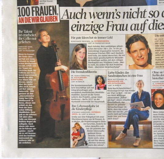 Christine Rauh, Land der Ideen, 100 Frauen von morgen, Sonderausgabe BILD am Sonntag Christine Rauh, Land der Ideen, 100 Frauen von morgen, Sonderausgabe BILD am Sonntag