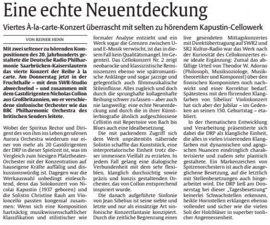 Christine Rauh in daily newspaper Rheinpfalz